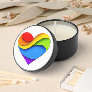 SlipperyJoe's rainbow layered heart shape red oran Mini Candle Favors