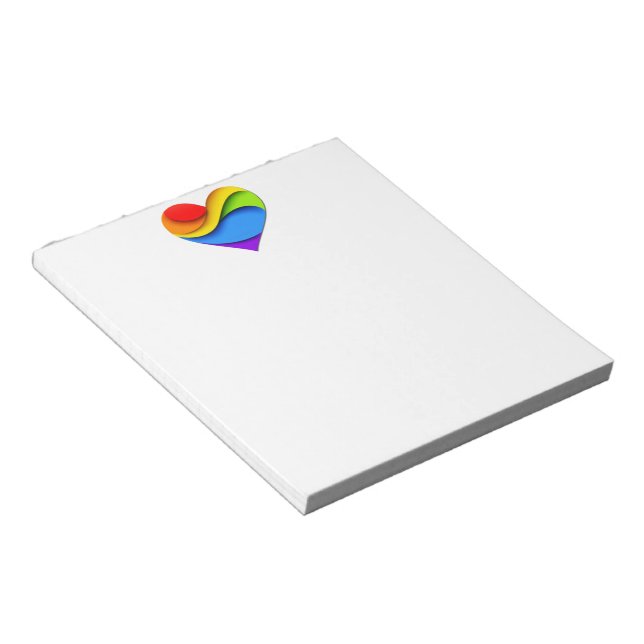 SlipperyJoe's rainbow layered heart shape red oran Notepad (Angled)