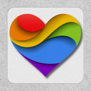 SlipperyJoe's rainbow layered heart shape red oran Patch