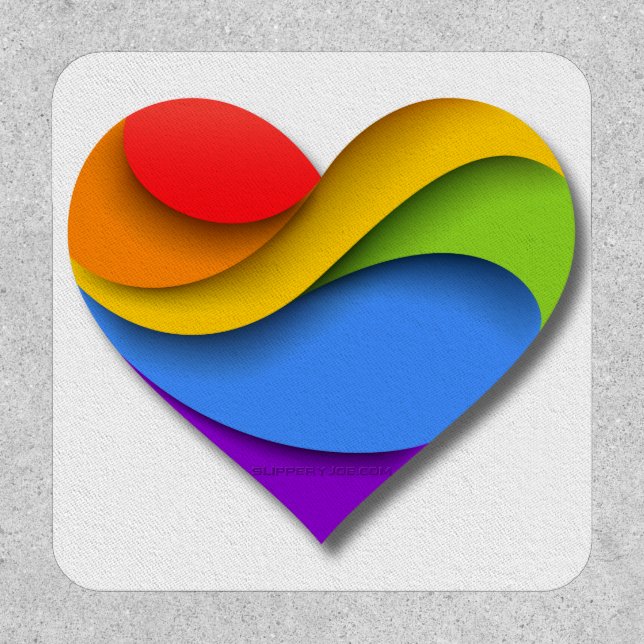 SlipperyJoe's rainbow layered heart shape red oran Patch (Front)