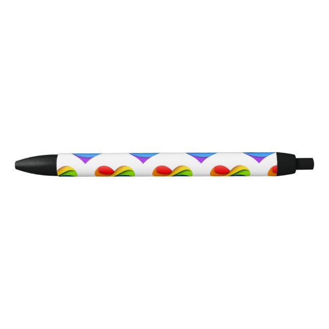 SlipperyJoe's rainbow layered heart shape red oran Pen (Front)