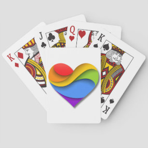 SlipperyJoe's rainbow layered heart shape red oran Poker Cards