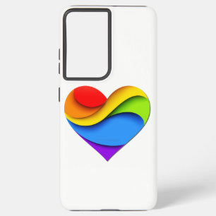 SlipperyJoe's rainbow layered heart shape red oran Samsung Galaxy S21 Ultra Case