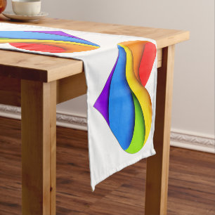 SlipperyJoe's rainbow layered heart shape red oran Short Table Runner