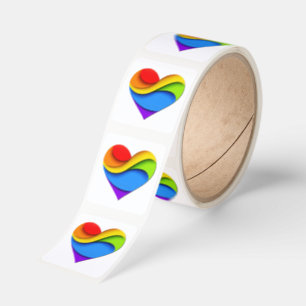SlipperyJoe's rainbow layered heart shape red oran Square Sticker