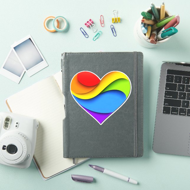 SlipperyJoe's rainbow layered heart shape red oran Sticker (iPad Cover)