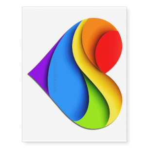SlipperyJoe's rainbow layered heart shape red oran Temporary Tattoos