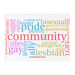 SlipperyJoe's rainbow LGBTQ+ community word cloud  Acrylic Print