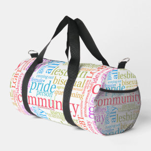 SlipperyJoe's rainbow LGBTQ+ community word cloud Duffle Bag