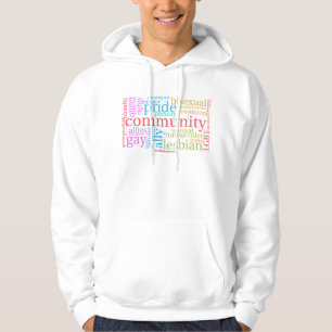 SlipperyJoe's rainbow LGBTQ+ community word cloud  Hoodie