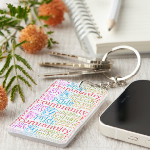 SlipperyJoe's rainbow LGBTQ+ community word cloud Keychain