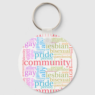 SlipperyJoe's rainbow LGBTQ+ community word cloud Keychain