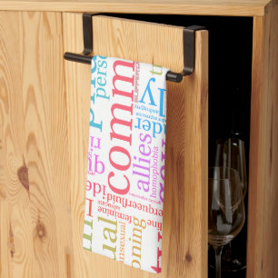 SlipperyJoe's rainbow LGBTQ+ community word cloud Kitchen Towel