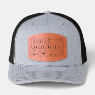 SlipperyJoe's rainbow LGBTQ+ community word cloud  Leather Patch Hat