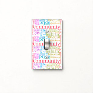 SlipperyJoe's rainbow LGBTQ+ community word cloud Light Switch Cover