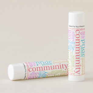 SlipperyJoe's rainbow LGBTQ+ community word cloud Lip Balm