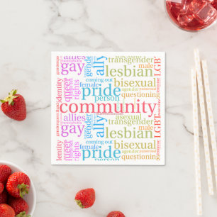 SlipperyJoe's rainbow LGBTQ+ community word cloud  Napkins