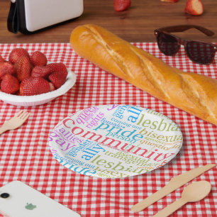 SlipperyJoe's rainbow LGBTQ+ community word cloud  Paper Plates