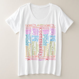 SlipperyJoe's rainbow LGBTQ+ community word cloud  Plus Size T-Shirt