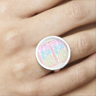 SlipperyJoe's rainbow LGBTQ+ community word cloud Ring
