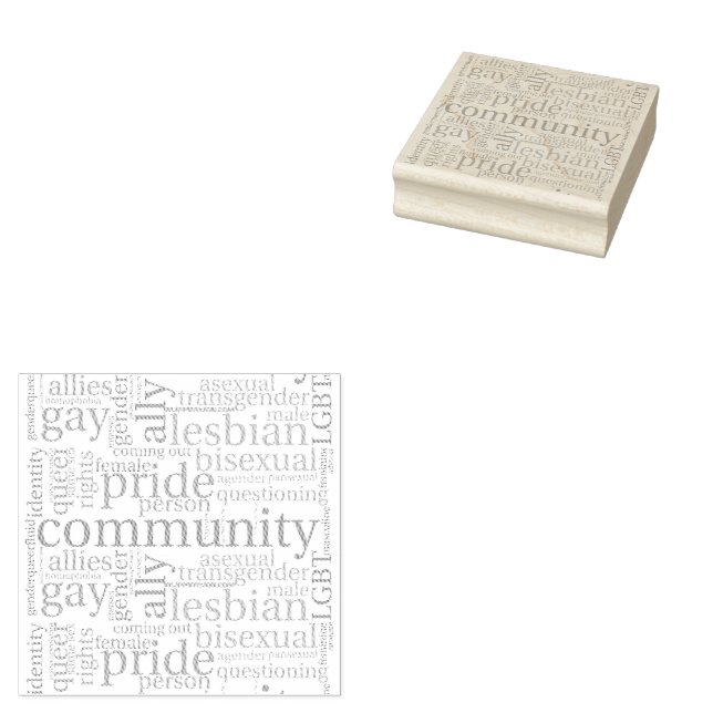 SlipperyJoe's rainbow LGBTQ+ community word cloud  Rubber Stamp (Stamped)