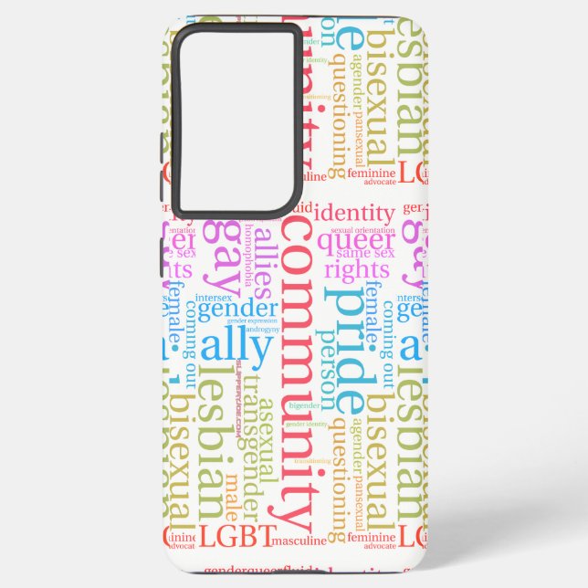 SlipperyJoe's rainbow LGBTQ+ community word cloud  Samsung Galaxy Case (Back)