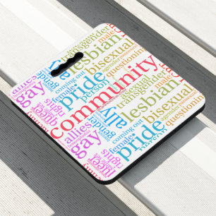 SlipperyJoe's rainbow LGBTQ+ community word cloud Seat Cushion