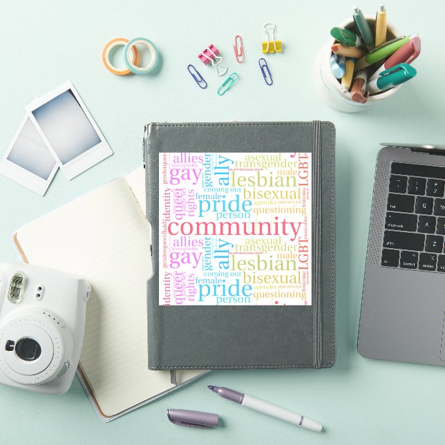 SlipperyJoe's rainbow LGBTQ+ community word cloud  Sticker (iPad Cover)