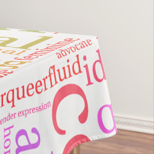 SlipperyJoe's rainbow LGBTQ+ community word cloud Tablecloth