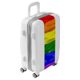 SlipperyJoe's rainbow pride colors glossy liquid t Luggage