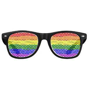 SlipperyJoe's rainbow pride colors glossy liquid t Retro Sunglasses