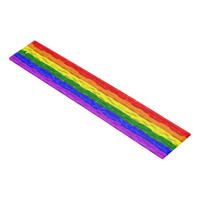 SlipperyJoe's rainbow pride colors glossy liquid t Ruler (Angled)