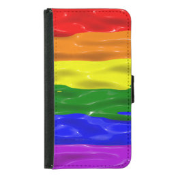 SlipperyJoe&#39;s rainbow pride colors glossy liquid t Samsung Galaxy S5 Wallet Case
