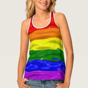SlipperyJoe's rainbow pride colors glossy liquid t Tank Top
