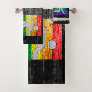 SlipperyJoe's rainbow pride colors panel urban str Bath Towel Set