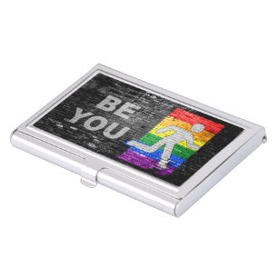 SlipperyJoe's rainbow pride colors panel urban str Business Card Case
