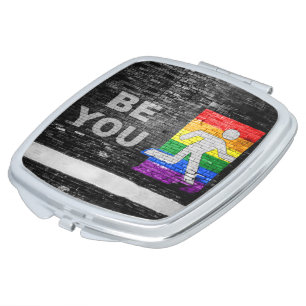 SlipperyJoe's rainbow pride colors panel urban str Compact Mirror