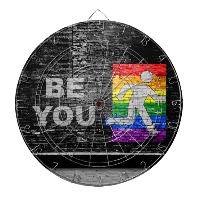 SlipperyJoe's rainbow pride colors panel urban str Dart Board (Front)