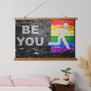 SlipperyJoe's rainbow pride colors panel urban str Hanging Tapestry