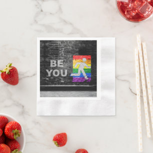 SlipperyJoe's rainbow pride colors panel urban str Napkins