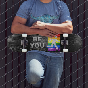 SlipperyJoe's rainbow pride colors panel urban str Skateboard