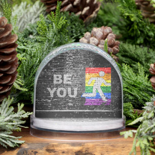 SlipperyJoe's rainbow pride colors panel urban str Snow Globe