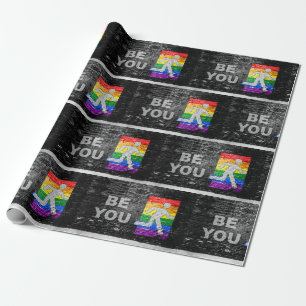 SlipperyJoe's rainbow pride colors panel urban str Wrapping Paper