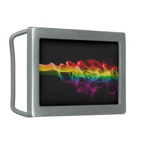 SlipperyJoes Rainbow smoke vapor ripple rainbow c Belt Buckle