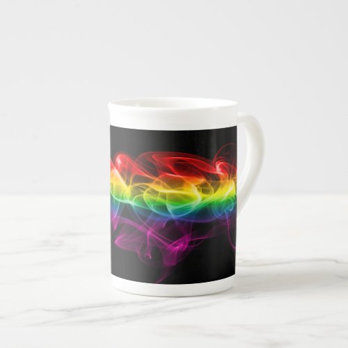 SlipperyJoes Rainbow smoke vapor ripple rainbow c Bone China Mug