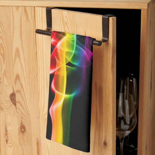 SlipperyJoes Rainbow smoke vapor ripple rainbow c Kitchen Towel