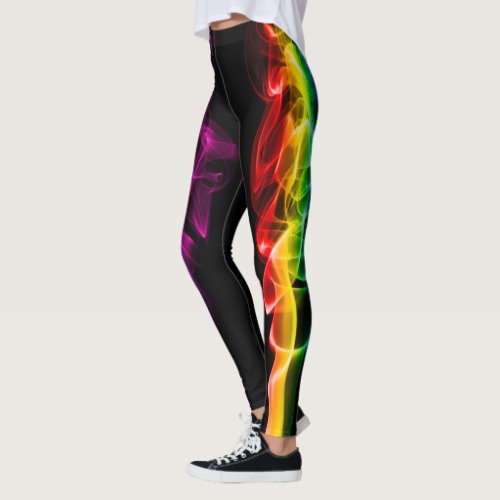 SlipperyJoes Rainbow smoke vapor ripple rainbow c Leggings