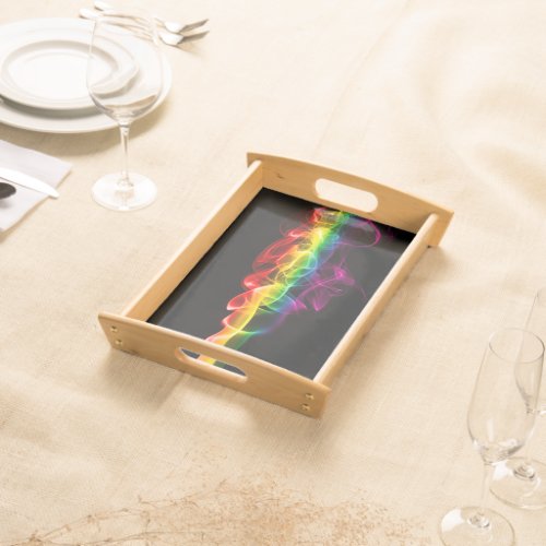 SlipperyJoes Rainbow smoke vapor ripple rainbow c Serving Tray