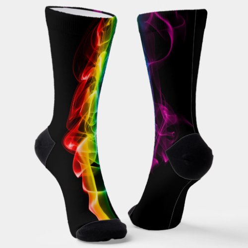 SlipperyJoes Rainbow smoke vapor ripple rainbow c Socks