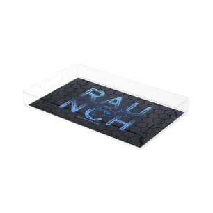SlipperyJoe's raunch metallic large blue letters d Acrylic Tray